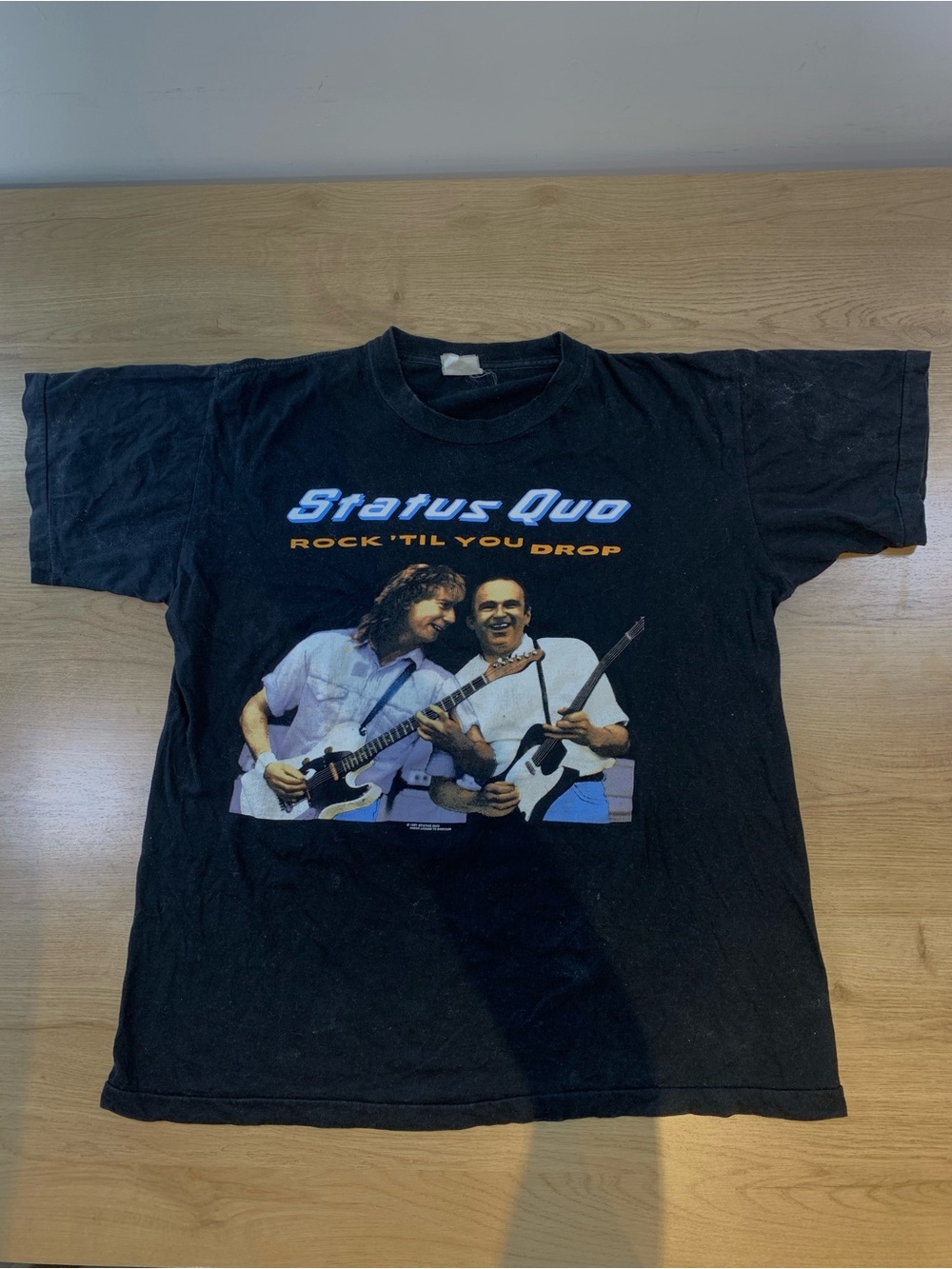Vintage 1991 Status Quo Rock Til You Drop Tour Shirt Band Tee